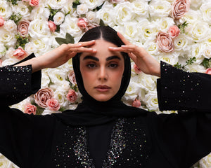 Indonesia Jet Black Barbie with Colors Beadwork on Front Abaya