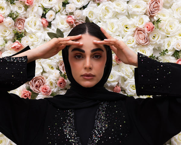 Indonesia Jet Black Barbie with Colors Beadwork on Front Abaya