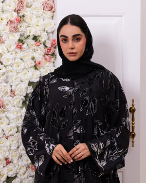 Double Layered Indonesia Chiffon and Leafy Printed Velvet