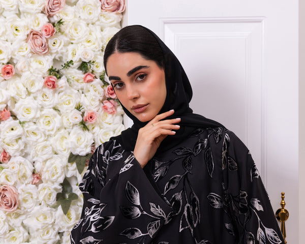 Double Layered Indonesia Chiffon and Leafy Printed Velvet