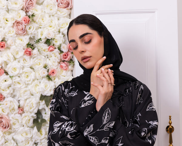 Double Layered Indonesia Chiffon and Leafy Printed Velvet