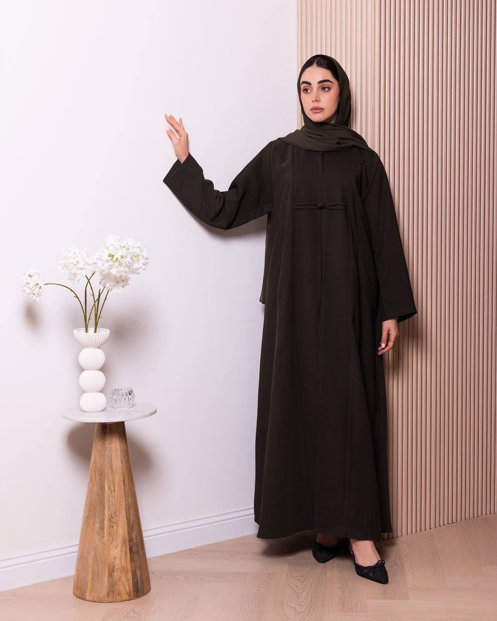 Korea Dark Earthy Green Jetour Designer Cut Abaya