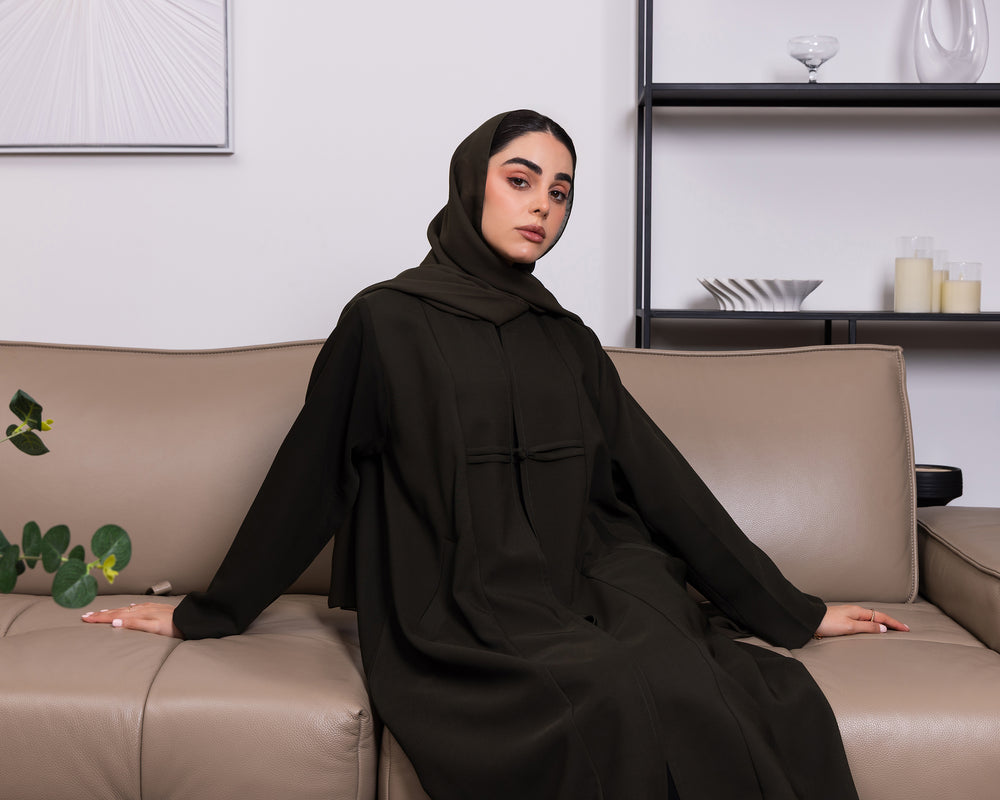 Korea Dark Earthy Green Jetour Designer Cut Abaya