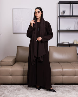 Indonesia Dark Coffee Brown Barbie with Minimal design Abaya