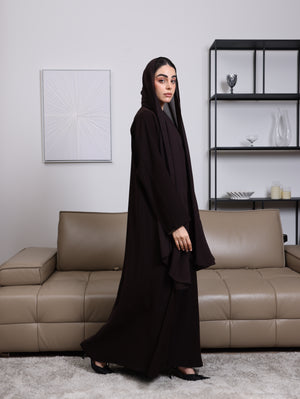 Indonesia Dark Coffee Brown Barbie with Minimal design Abaya