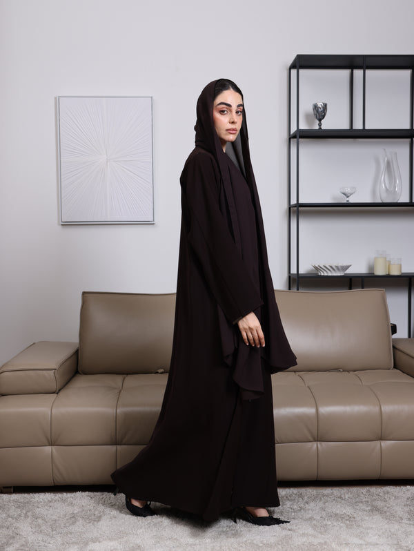 Indonesia Dark Coffee Brown Barbie with Minimal design Abaya