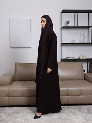 Indonesia Dark Coffee Brown Barbie with Minimal design Abaya