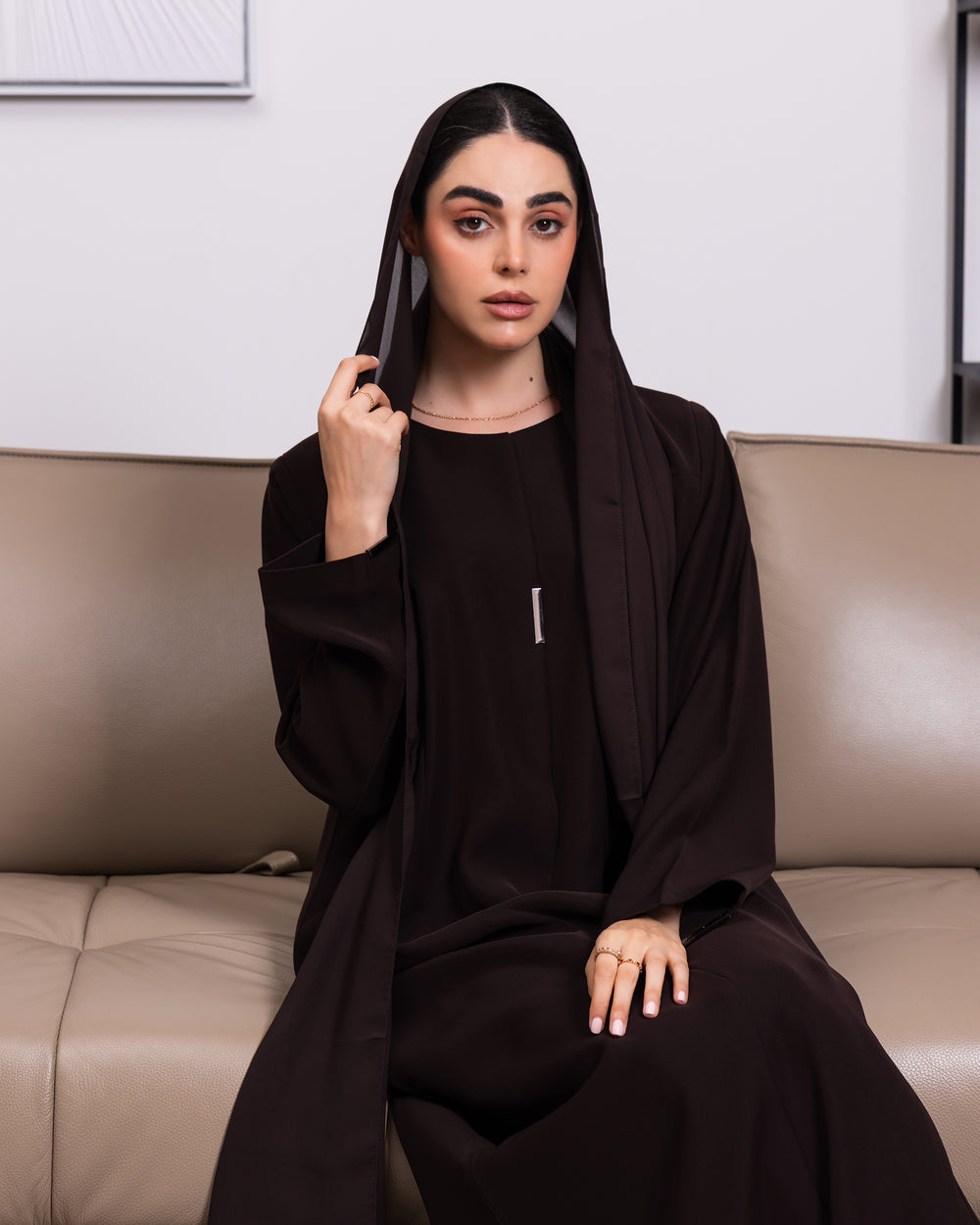 Indonesia Dark Coffee Brown Barbie with Minimal design Abaya