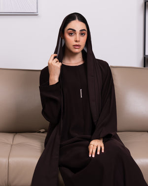 Indonesia Dark Coffee Brown Barbie with Minimal design Abaya