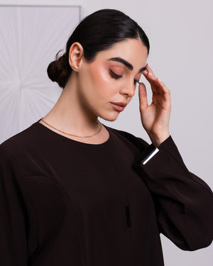 Indonesia Dark Coffee Brown Barbie with Minimal design Abaya