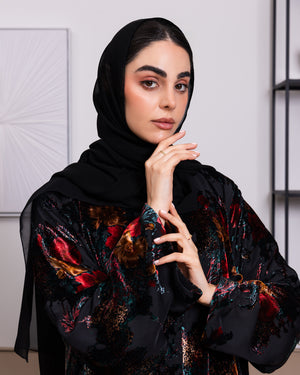 Heritage Threads Abaya - Korean Velvet Double-Layer Printed