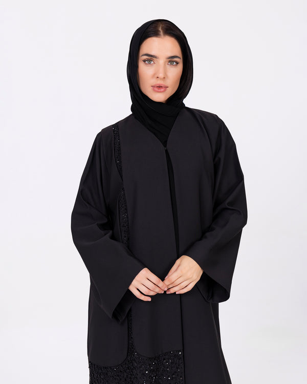 Black Layal Crepe with Beadwork on front