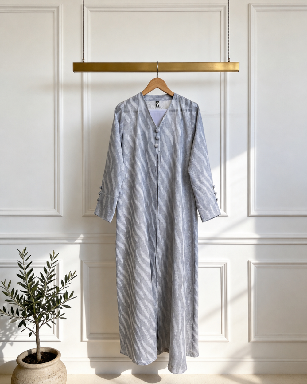 Heritage Threads Abaya - Chevron Grey Linen Abaya
