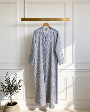 Heritage Threads Abaya - Chevron Grey Linen Abaya