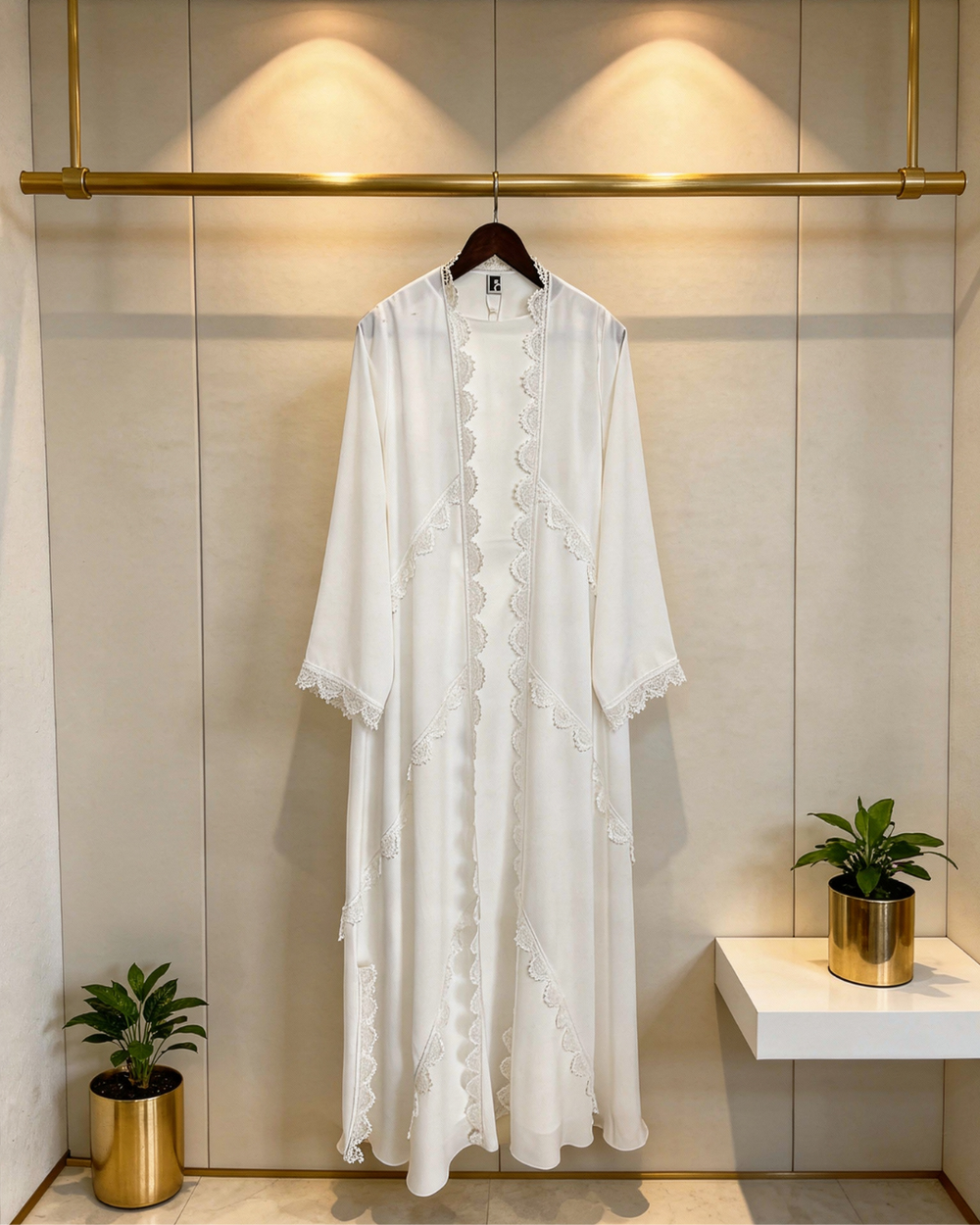 Heritage Threads Abaya - Korea White Nada Lace Abaya