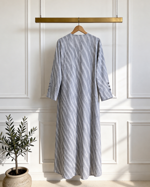 Heritage Threads Abaya - Chevron Grey Linen Abaya