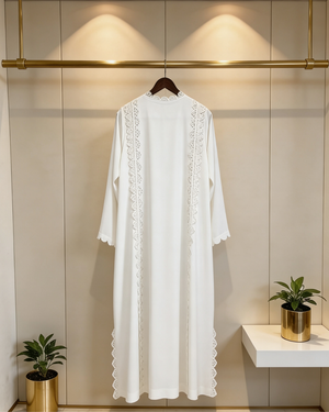 Heritage Threads Abaya - Korea White Nada Lace Abaya
