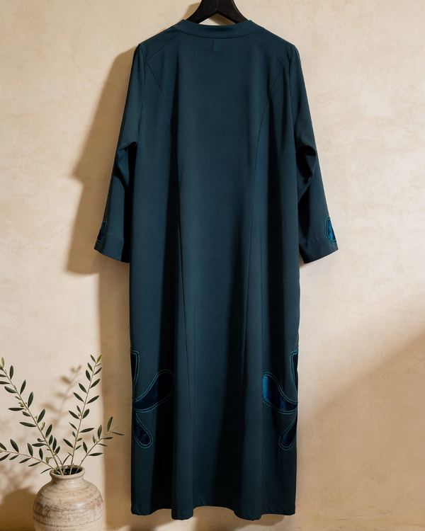 Heritage Threads Abaya - Teal green Korea Barbie abaya with velvet floral