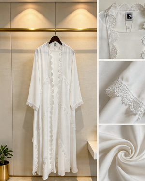 Heritage Threads Abaya - Korea White Nada Lace Abaya