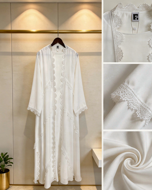 Heritage Threads Abaya - Korea White Nada Lace Abaya