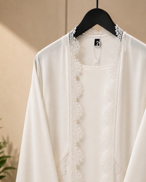 Heritage Threads Abaya - Korea White Nada Lace Abaya