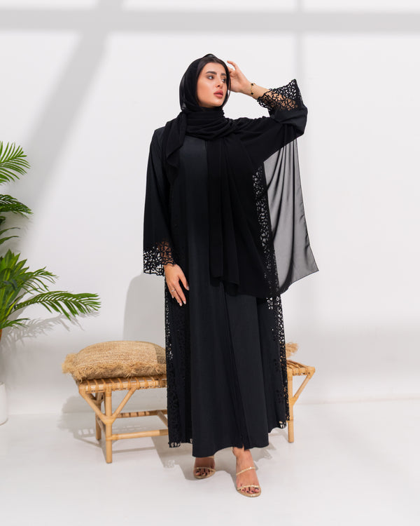 Black Layan Crepe with Laser cut