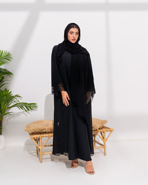 Black Layan Crepe with Laser cut