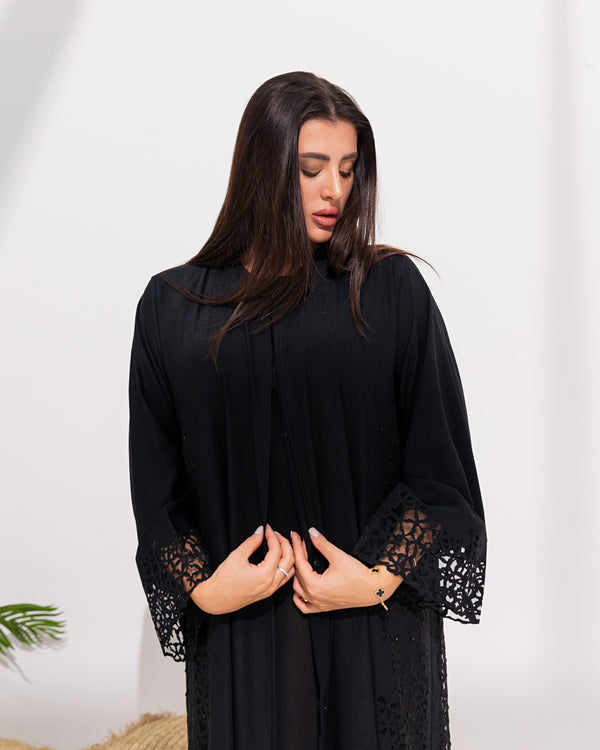 Black Layan Crepe with Laser cut