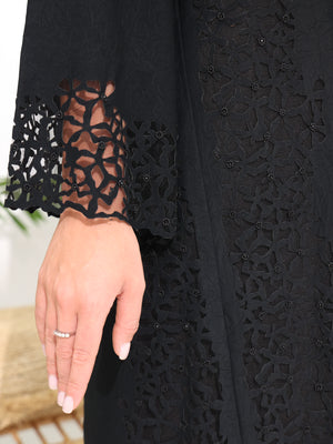 Black Layan Crepe with Laser cut