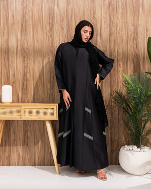 Black Emirati Satin with Beadwork on side