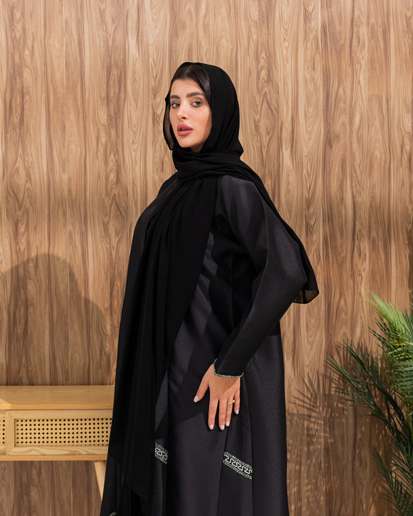 Black Emirati Satin with Beadwork on side
