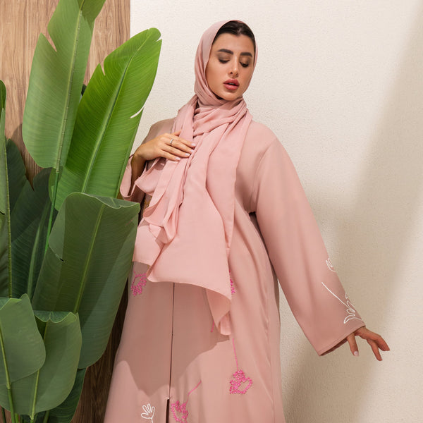 Peach Royal Crepe and Modern thread work