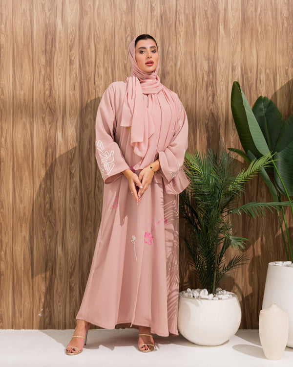 Peach Royal Crepe and Modern thread work