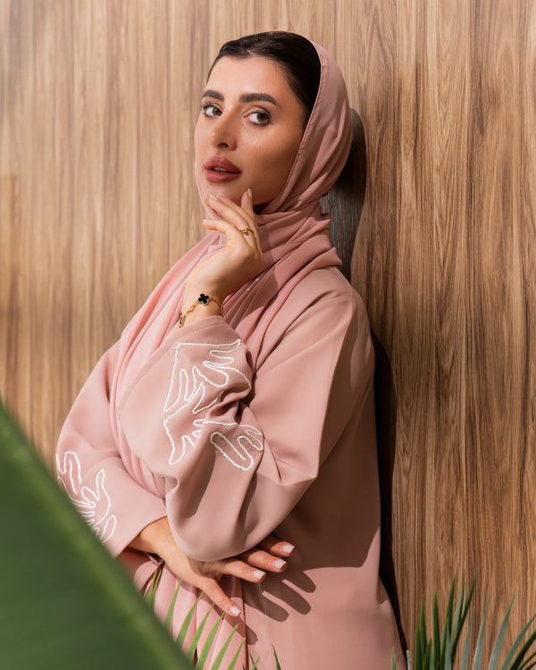 Peach Royal Crepe and Modern thread work