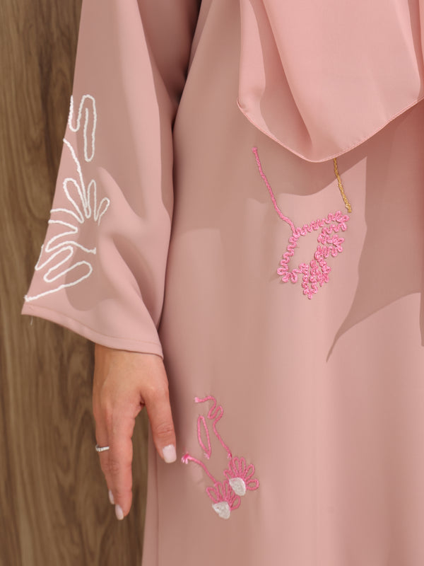 Peach Royal Crepe and Modern thread work