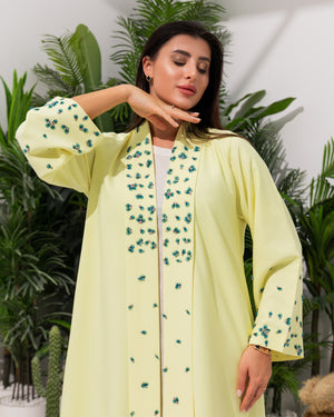 Lemon Yellow Luxe Handwork Abaya
