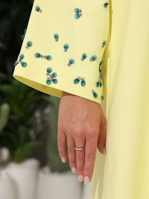 Lemon Yellow Luxe Handwork Abaya