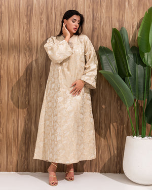 Floral Jacquard A-Line Abaya