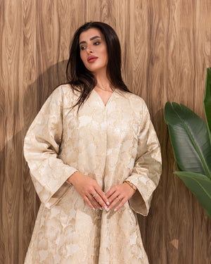 Floral Jacquard A-Line Abaya