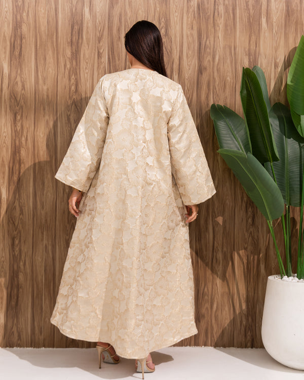 Floral Jacquard A-Line Abaya