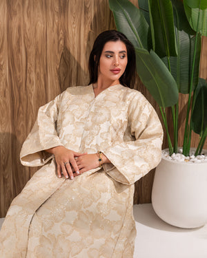 Floral Jacquard A-Line Abaya