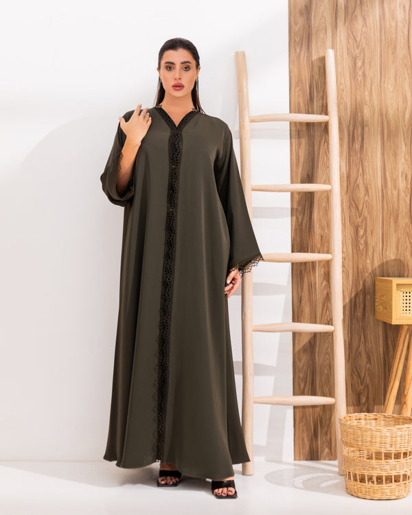 Green Royal Nada with Lace work in front