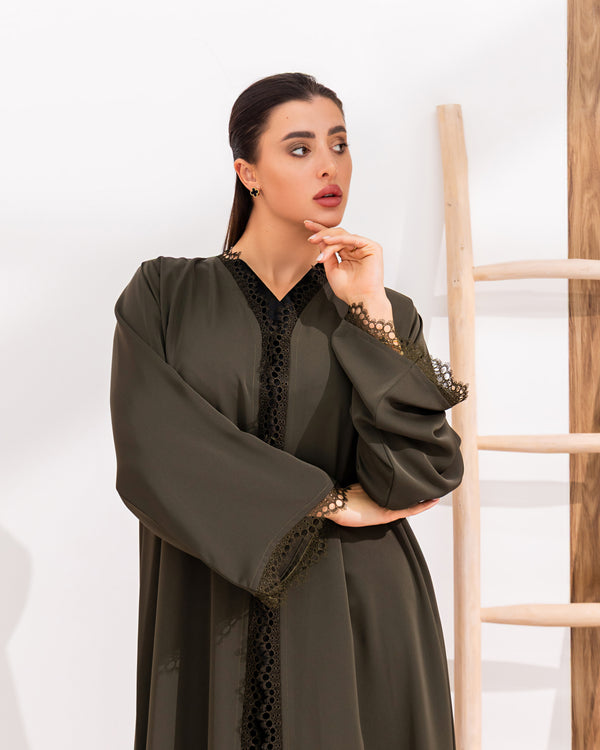 Green Royal Nada with Lace work in front