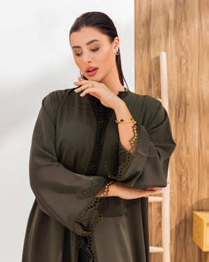 Green Royal Nada with Lace work in front