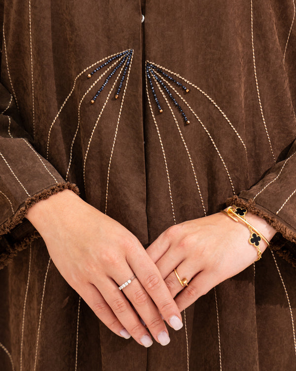 Brown Abaya with Hand Bead Work