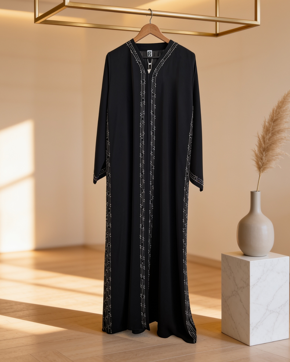 Heritage Threads Abaya - Korea Nada with Silver zigzag Embriodery Abaya
