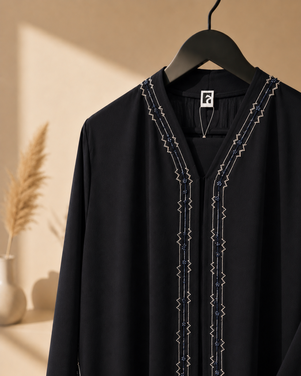 Heritage Threads Abaya - Korea Nada with Silver zigzag Embriodery Abaya