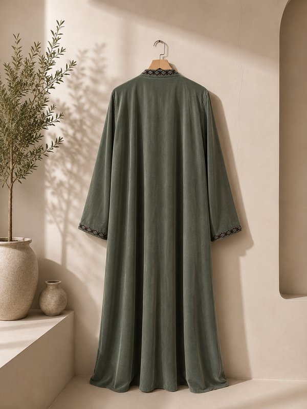 Heritage Threads Abaya - Sage Green Korean Velvet Abaya