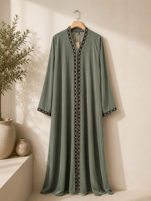Heritage Threads Abaya - Sage Green Korean Velvet Abaya