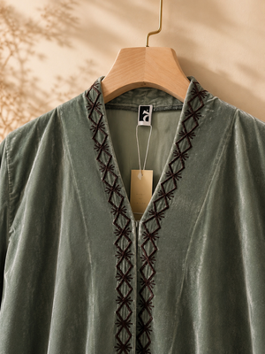 Heritage Threads Abaya - Sage Green Korean Velvet Abaya